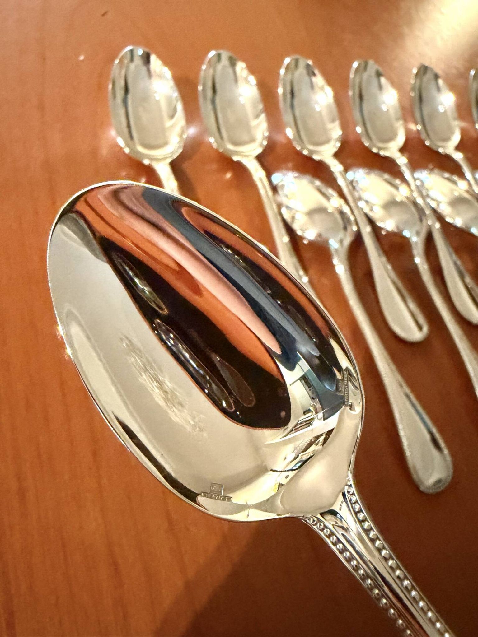 Christofle pearls, dessert cutlery 12 forks 12 spoons 17cm