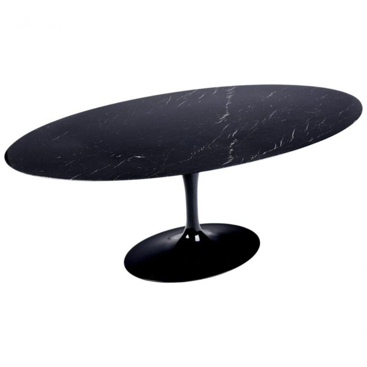 Saarinen & Knoll International: Tulip table, marble marquina and black rilsan
