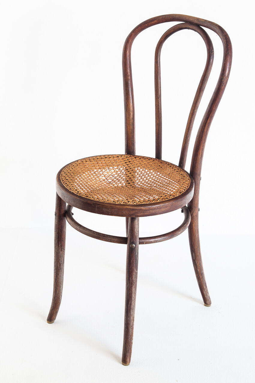 Set of 4 chairs. Bentwood and canning. Vintage. France, 50s