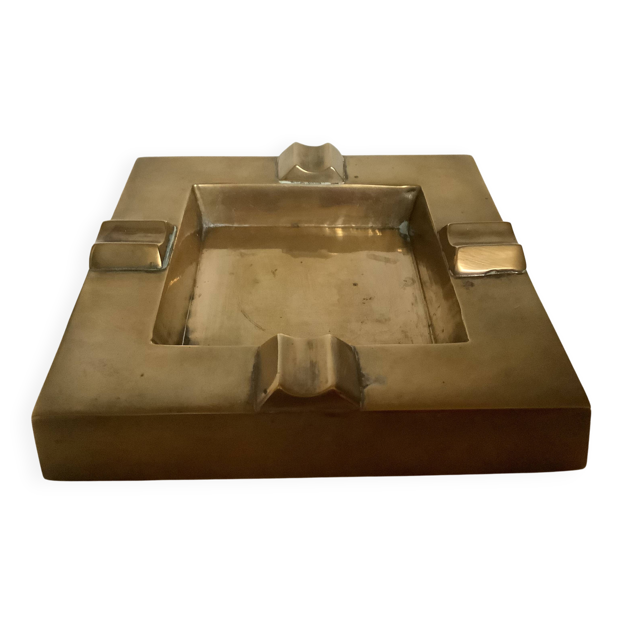 Square brass ashtray