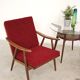 Pair of burgundy boomerang armchairs Antonin Suman Ton Bystrice (Thonet)