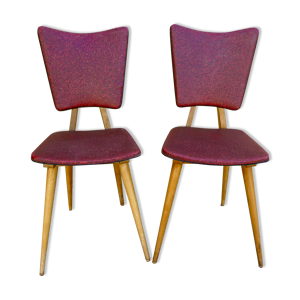 paire de chaises en bois - rouge