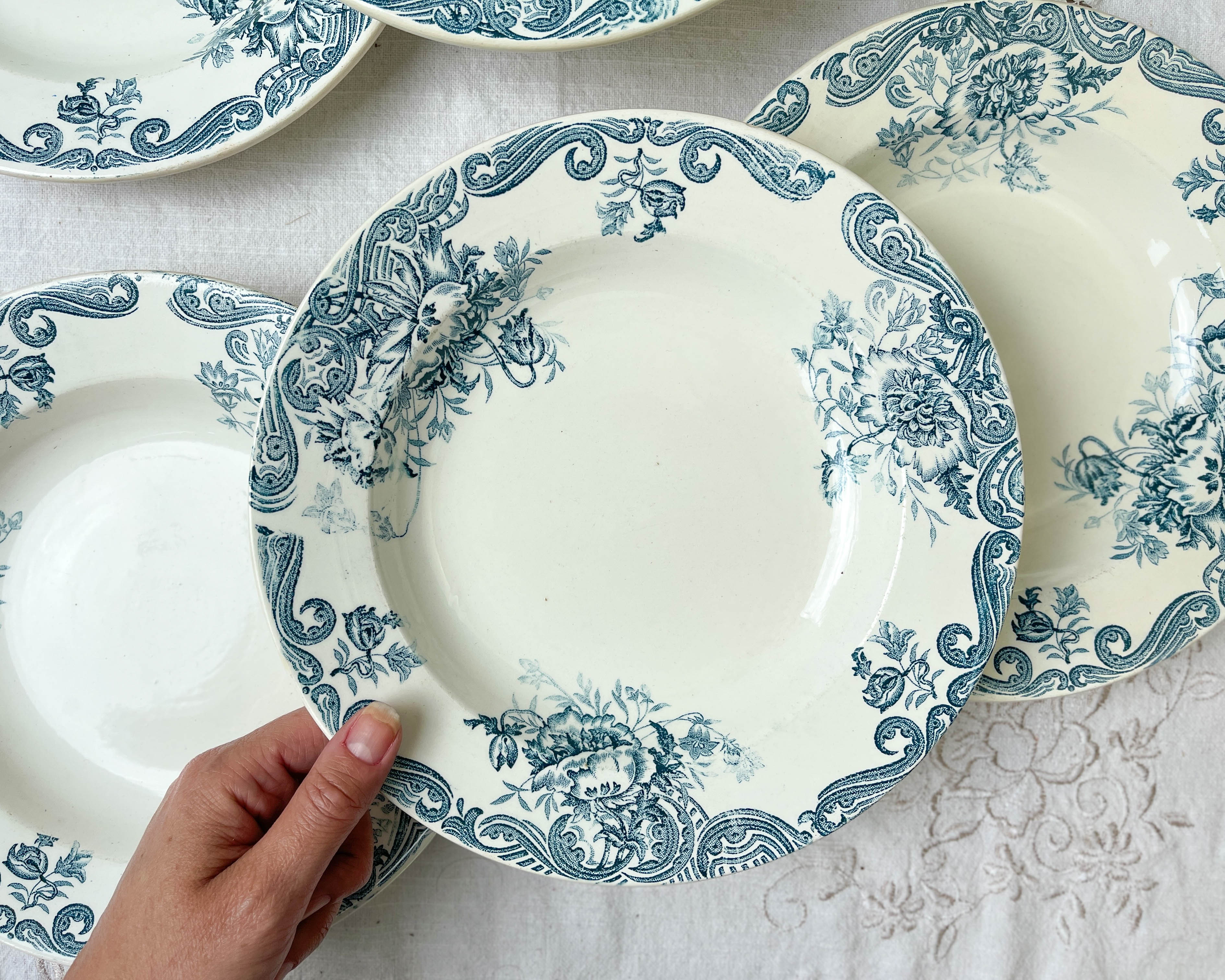 6 assiettes creuses vintage terre de fer clairefontaine modèle "pavot"
