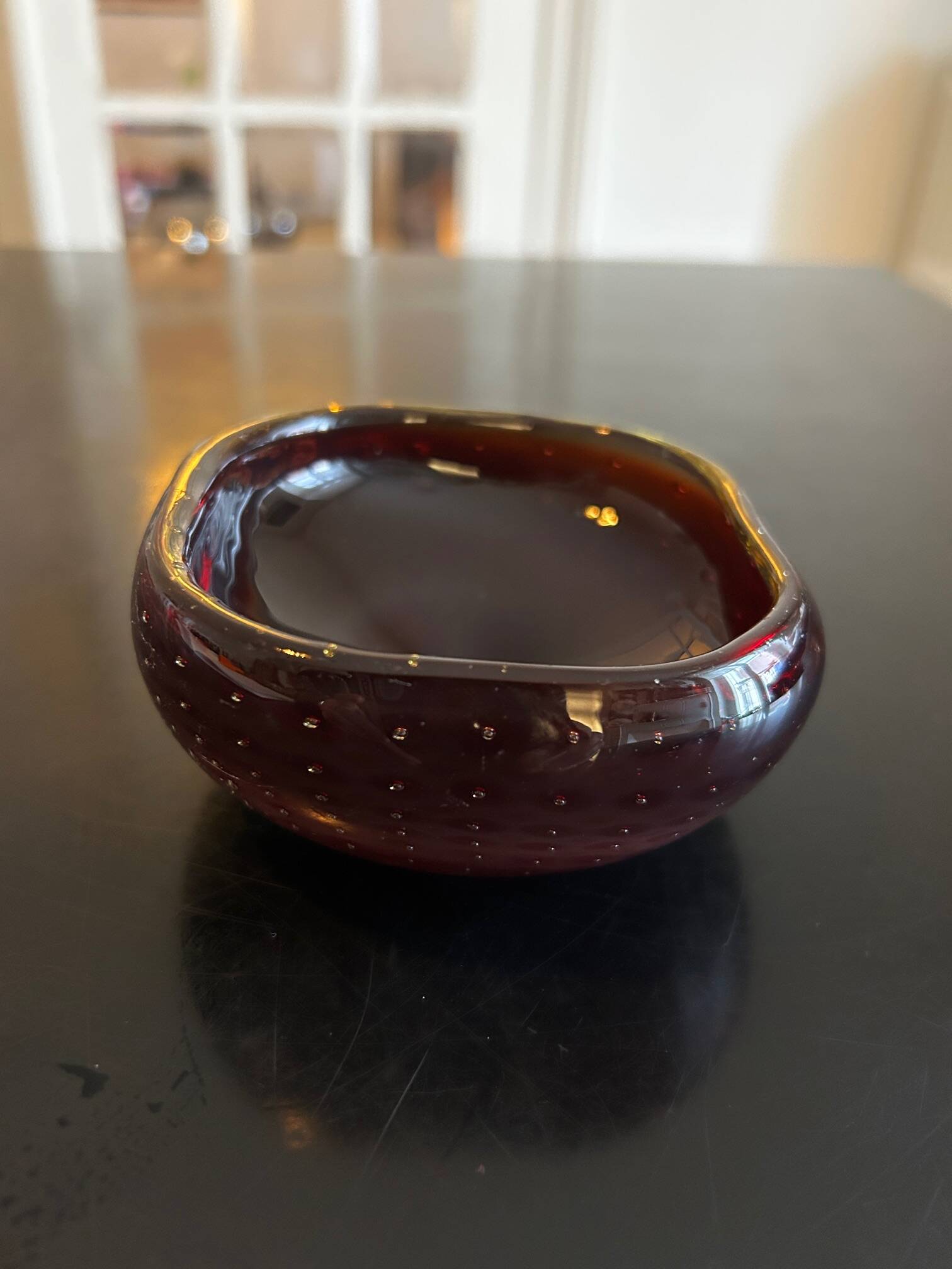 red and yellow Murano pocket vase