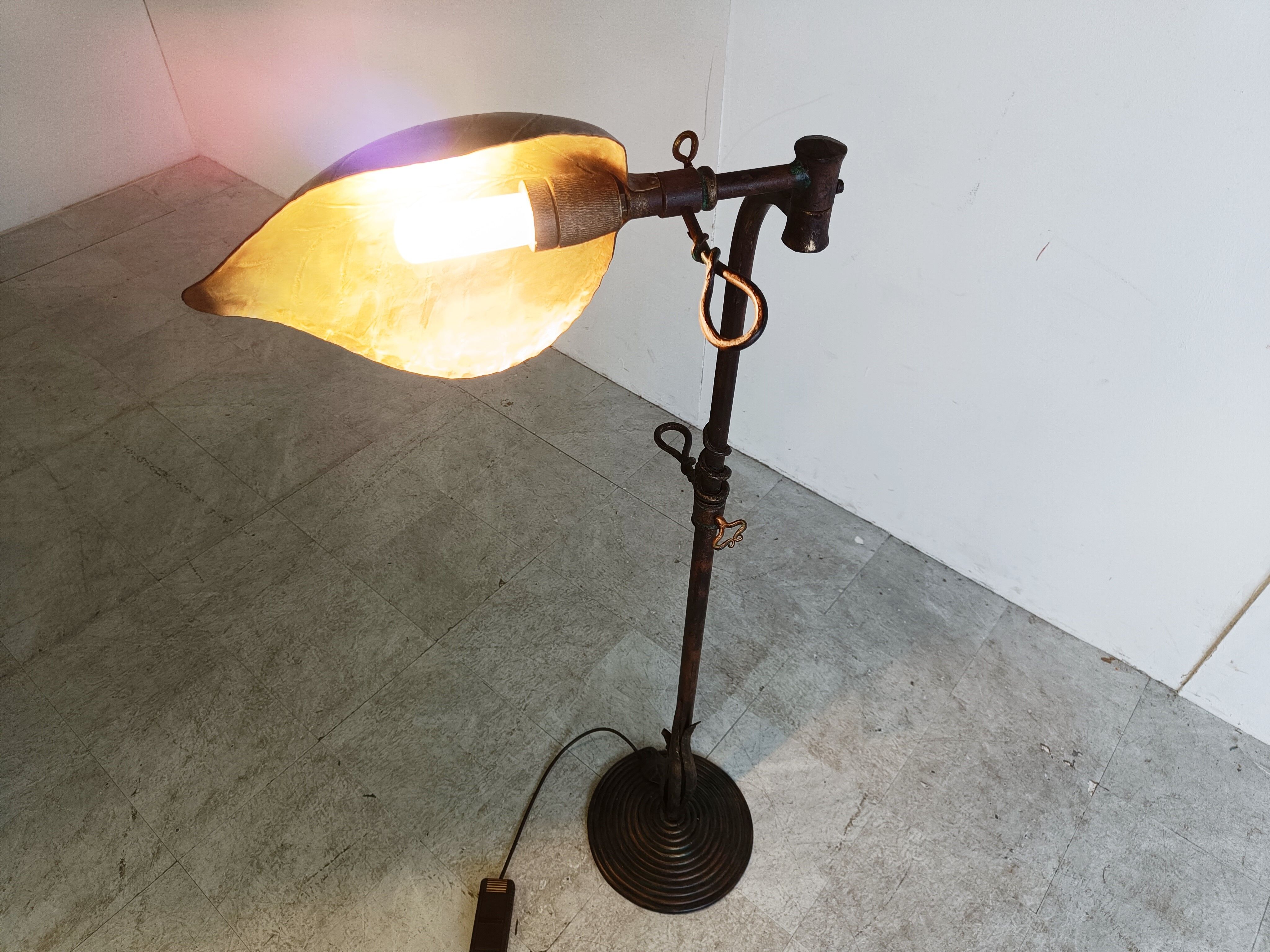 Vintage brass leaf floor lamp 1970s