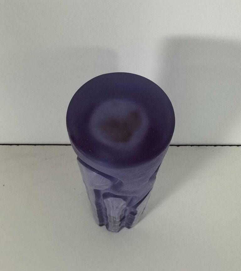 Italian Vintage Satinato Violet Murano Glass Vase, 1970s