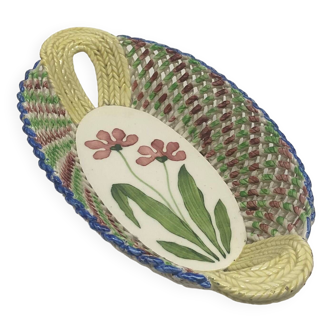 Vintage Spanish ceramic basket dish