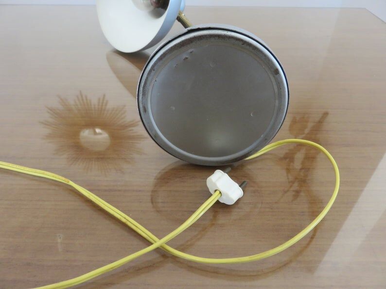 Silver grey metal lamp 50 60s