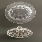 Beurrier ancien en verre ciselé