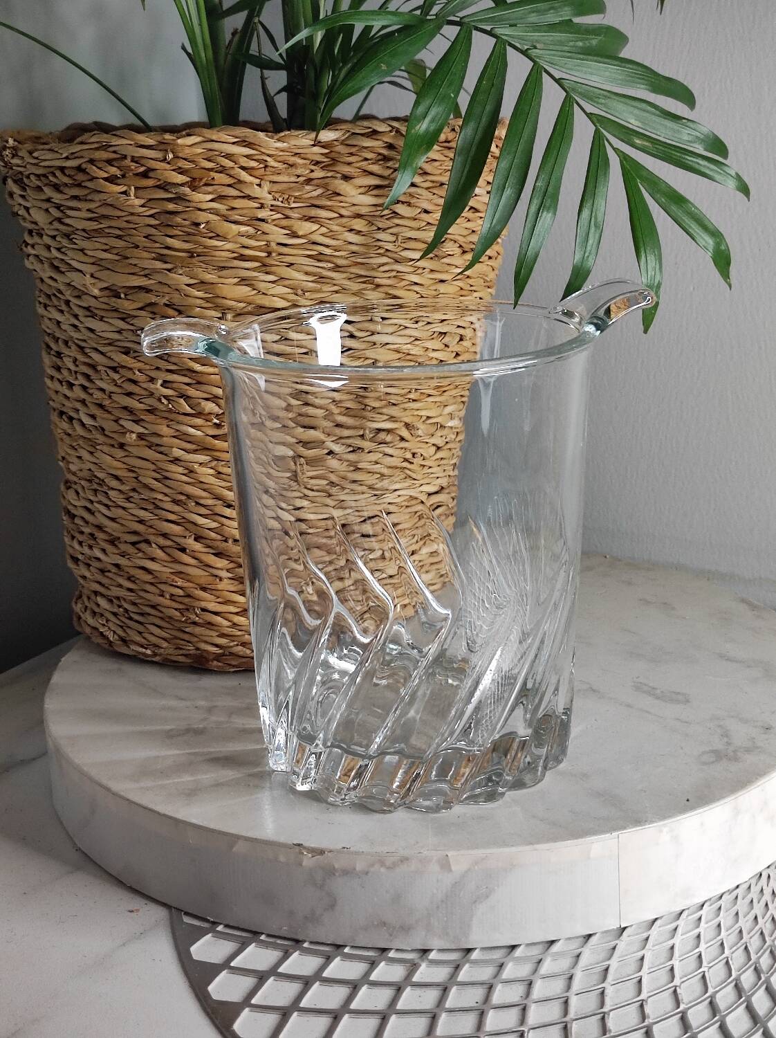 Molded glass ice bucket