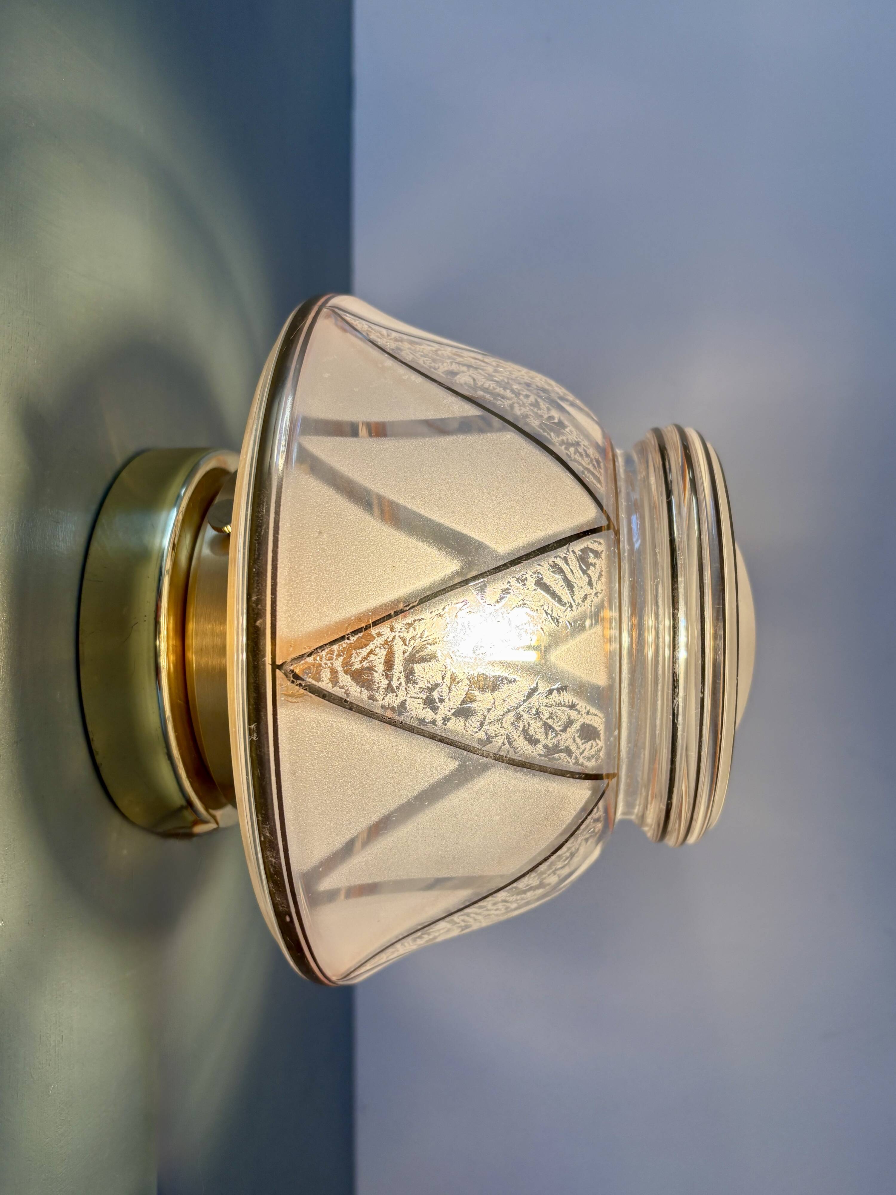 Vintage Art Deco white and gold glass globe wall/ceiling light.