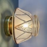 Vintage Art Deco white and gold glass globe wall/ceiling light.