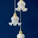 Vintage triple tulip pendant light in white glass