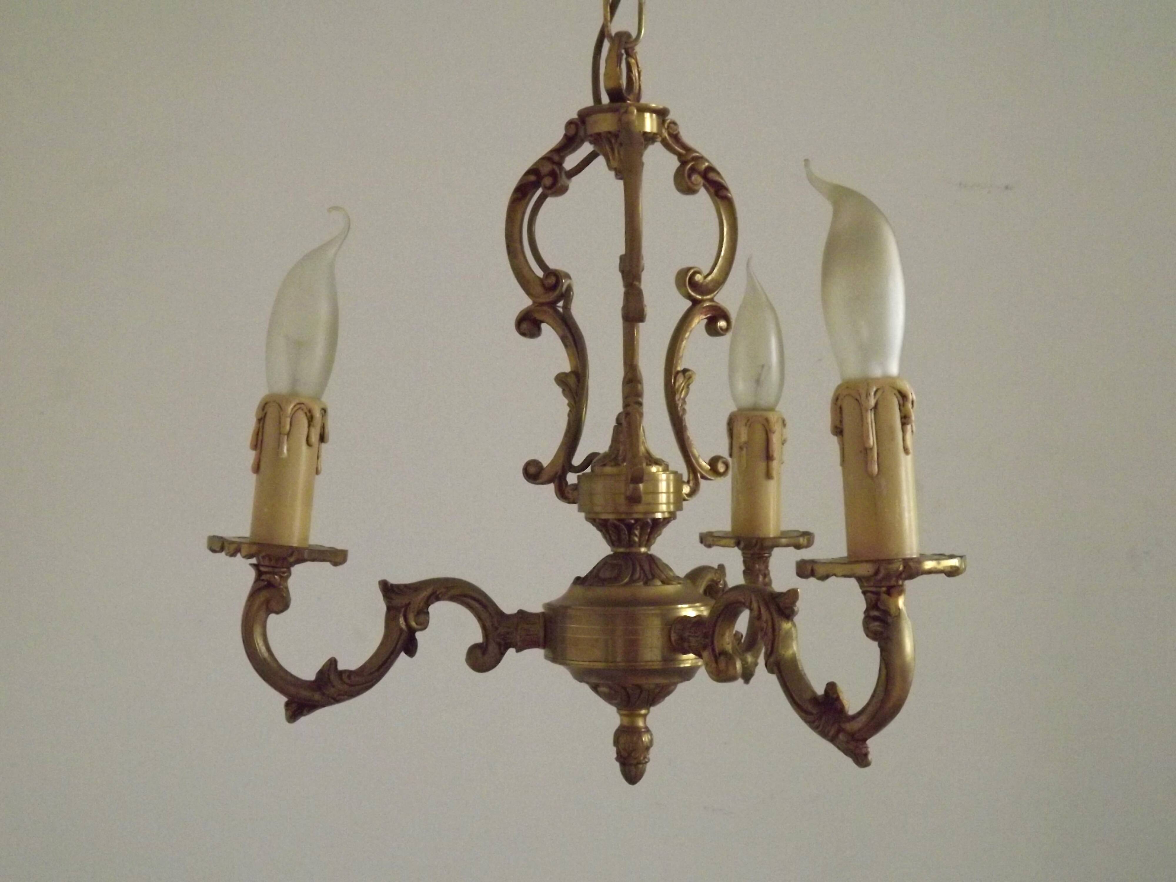 French Art Nouveau Bronze 3 Light Acanthus Detail Cage Candlestick 5476