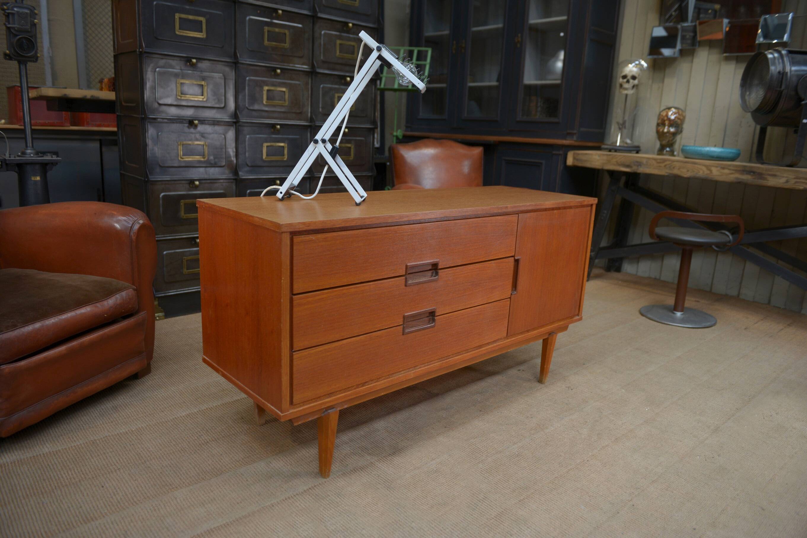 Small vintage teak low cabinet 1960