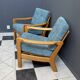 Walter Knoll blue fabric armchairs 1960s