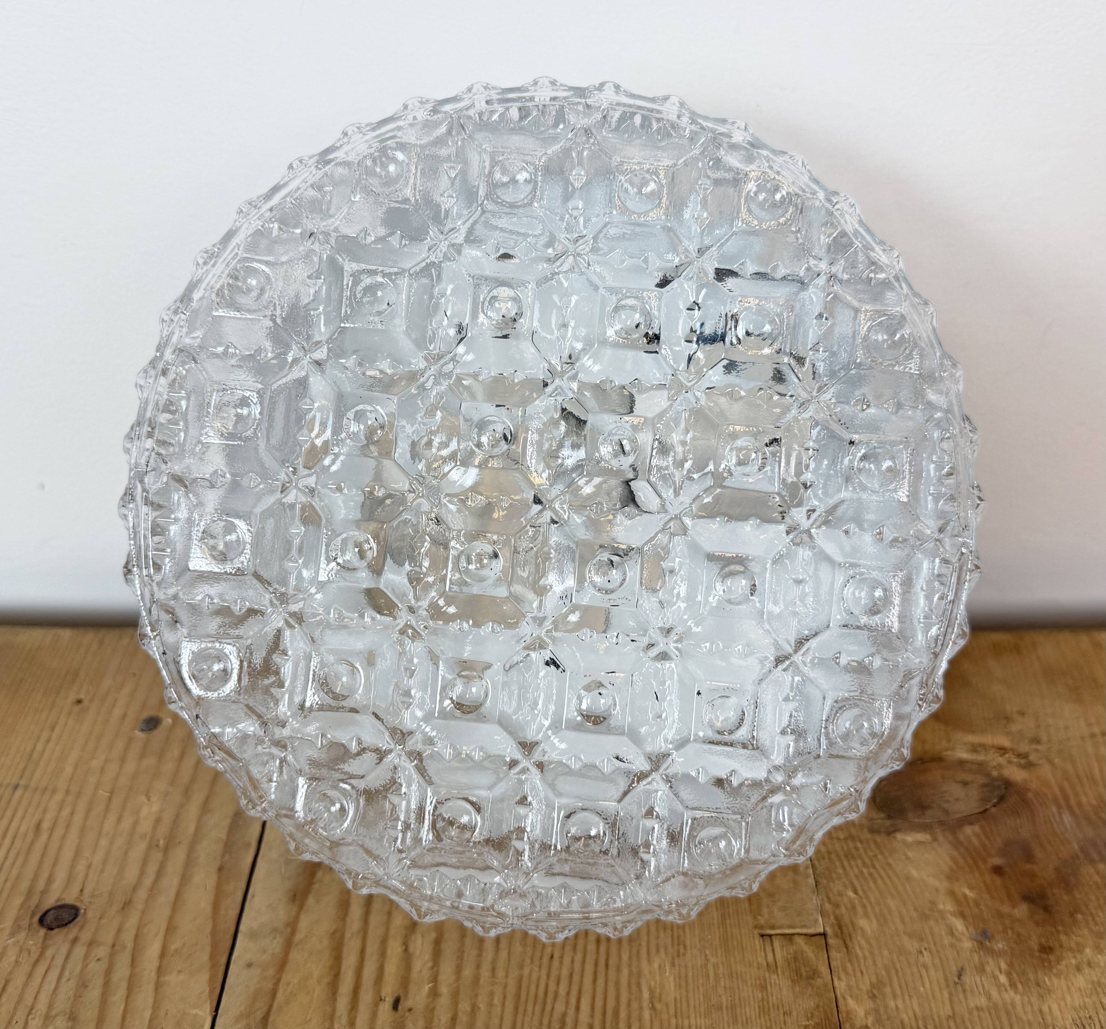 Vintage Glass Wall or Ceiling Light, 1970s