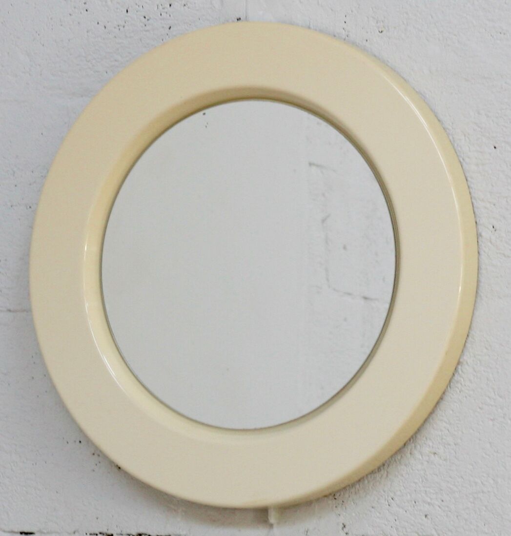 Miroir space age circulaire  couleur "sable", France, circa 1970
