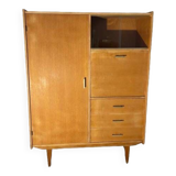 Vintage Scandinavian teak bookcase, vintage office cabinet secretary