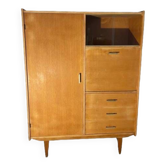 Vintage Scandinavian teak bookcase, vintage office cabinet secretary