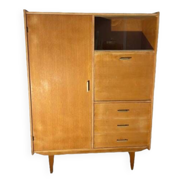 Vintage Scandinavian teak bookcase, vintage office cabinet secretary