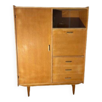 Bibliothèque en teck vintage scandinave, secrétaire armoire bureau vintage