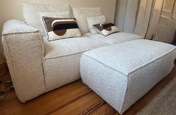 sofa, armchair and pouf