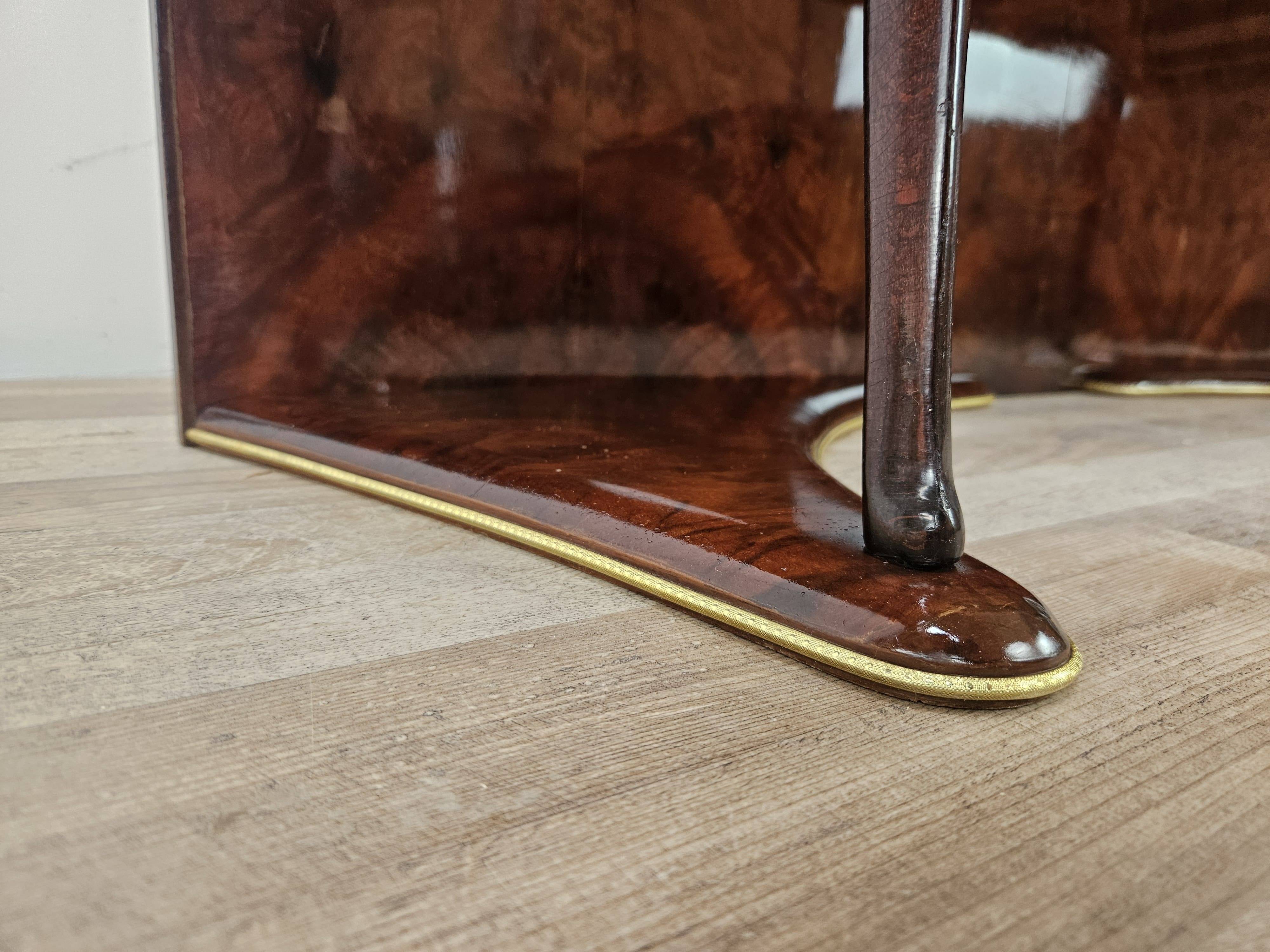 Burl wood dressing table with double glass shelf