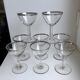 Set of 8 wine glasses with silver edging 50s