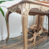 Louis XV coffee table in brass pink marble