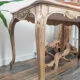 Table basse Louis XV en marbre rose en laiton