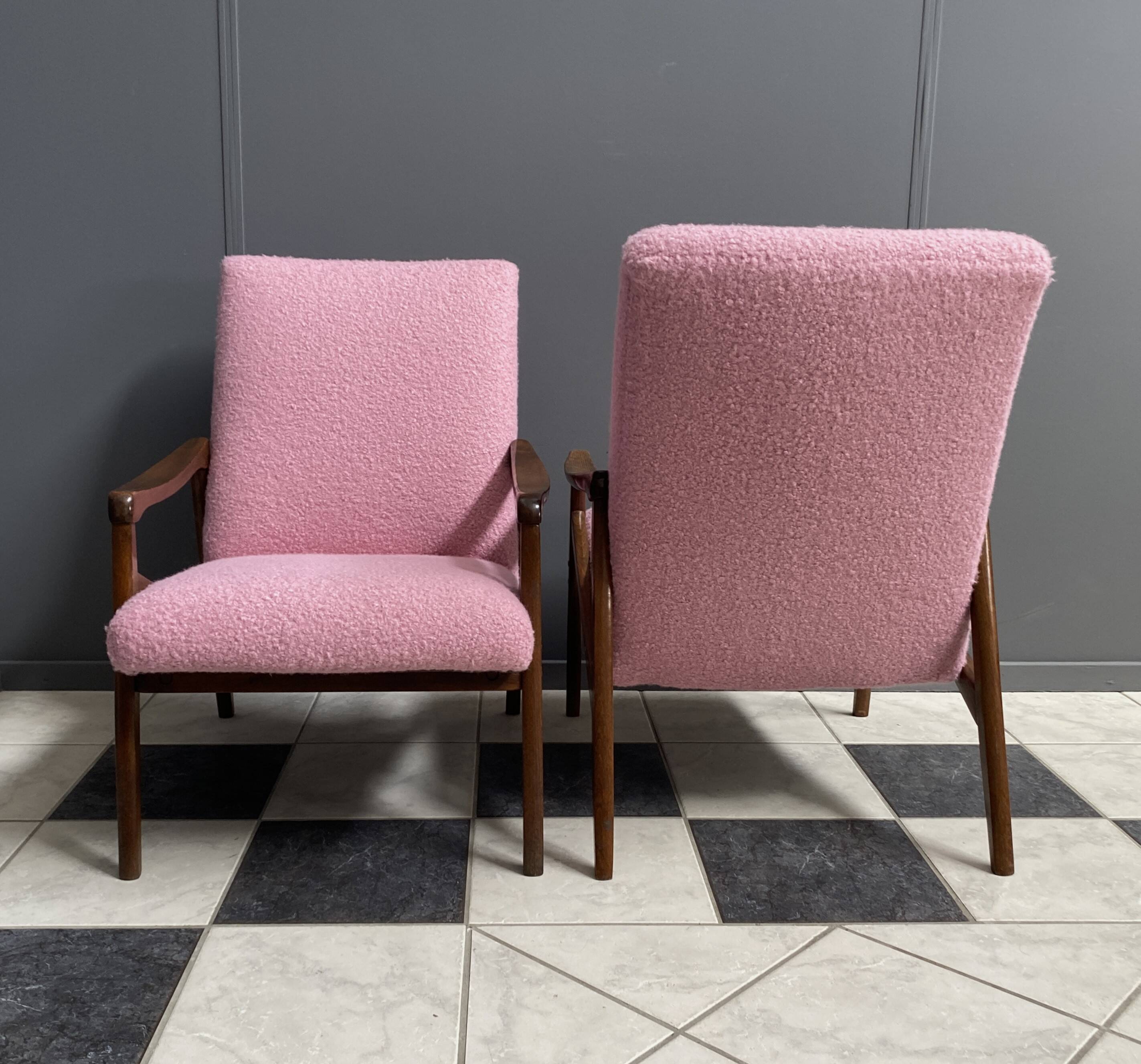 Pink Boucle Jiri Jiroutek chairs 1960s