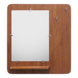 vintage teak wall mirror with hooks