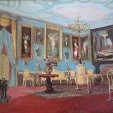 Scène d'Intérieur. Huile Sur Panneau XIXème