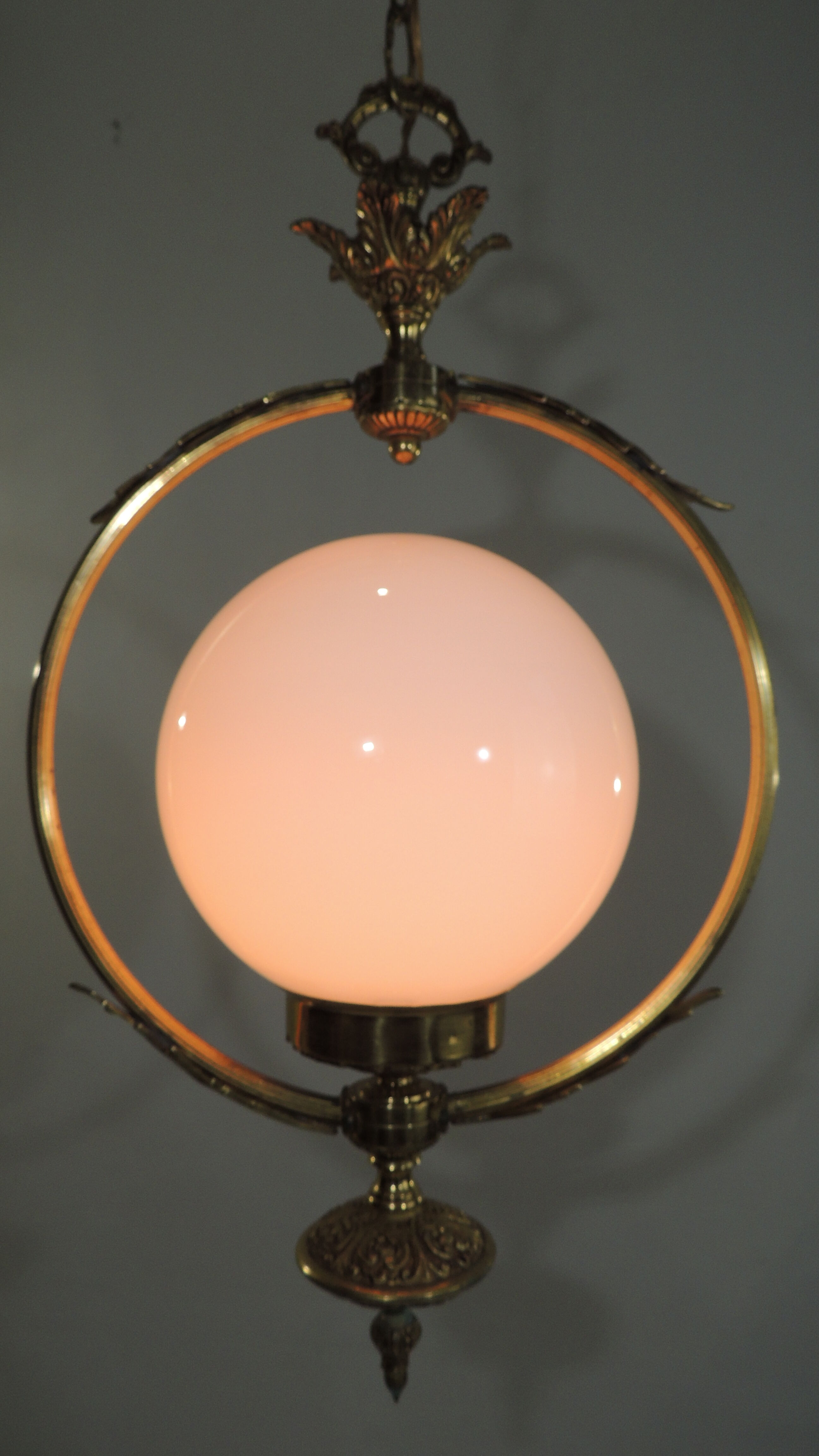 Suspension bronze brass and opaline / vintage