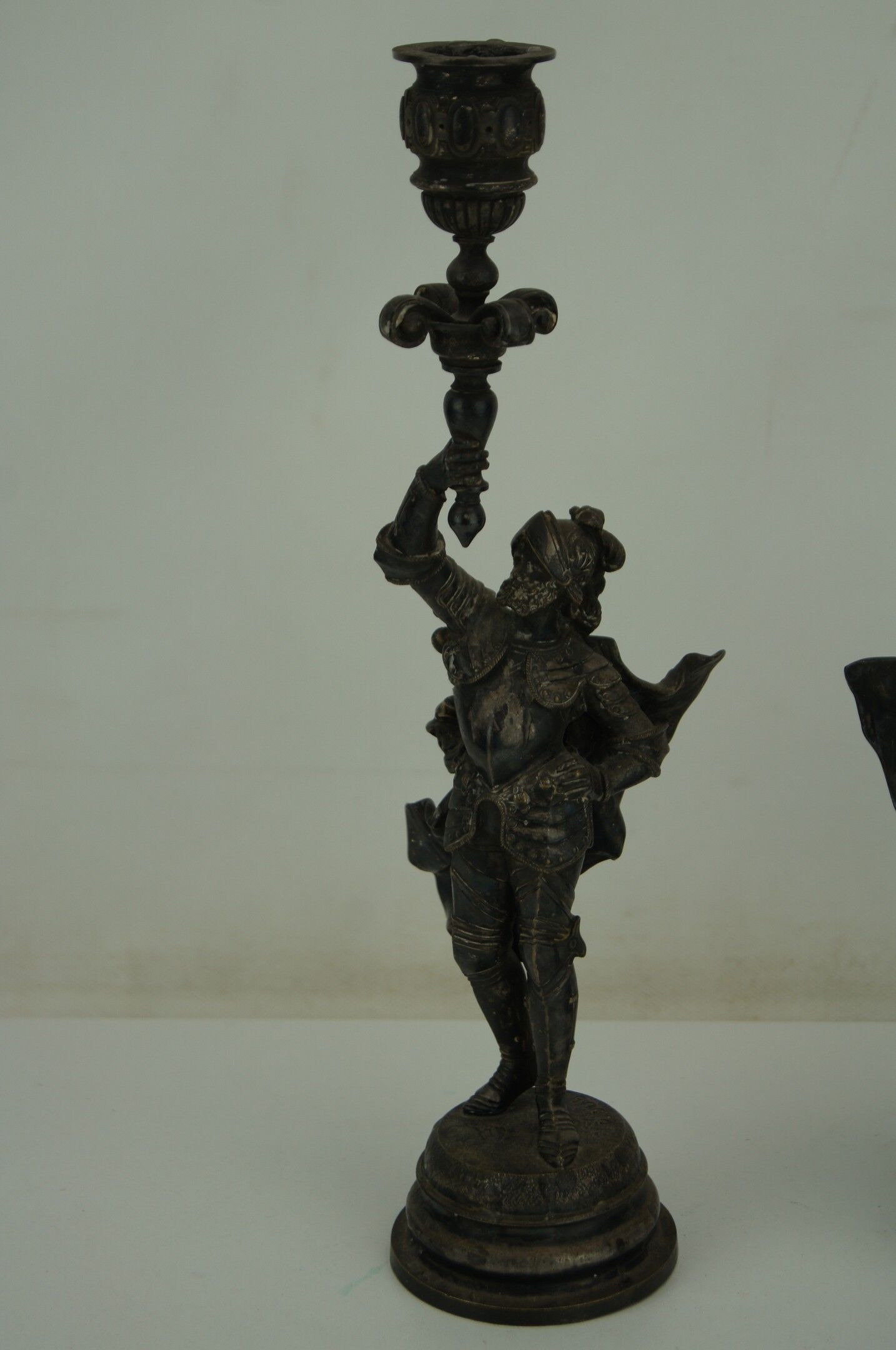 Silver bronze torch pair Paul Dubois