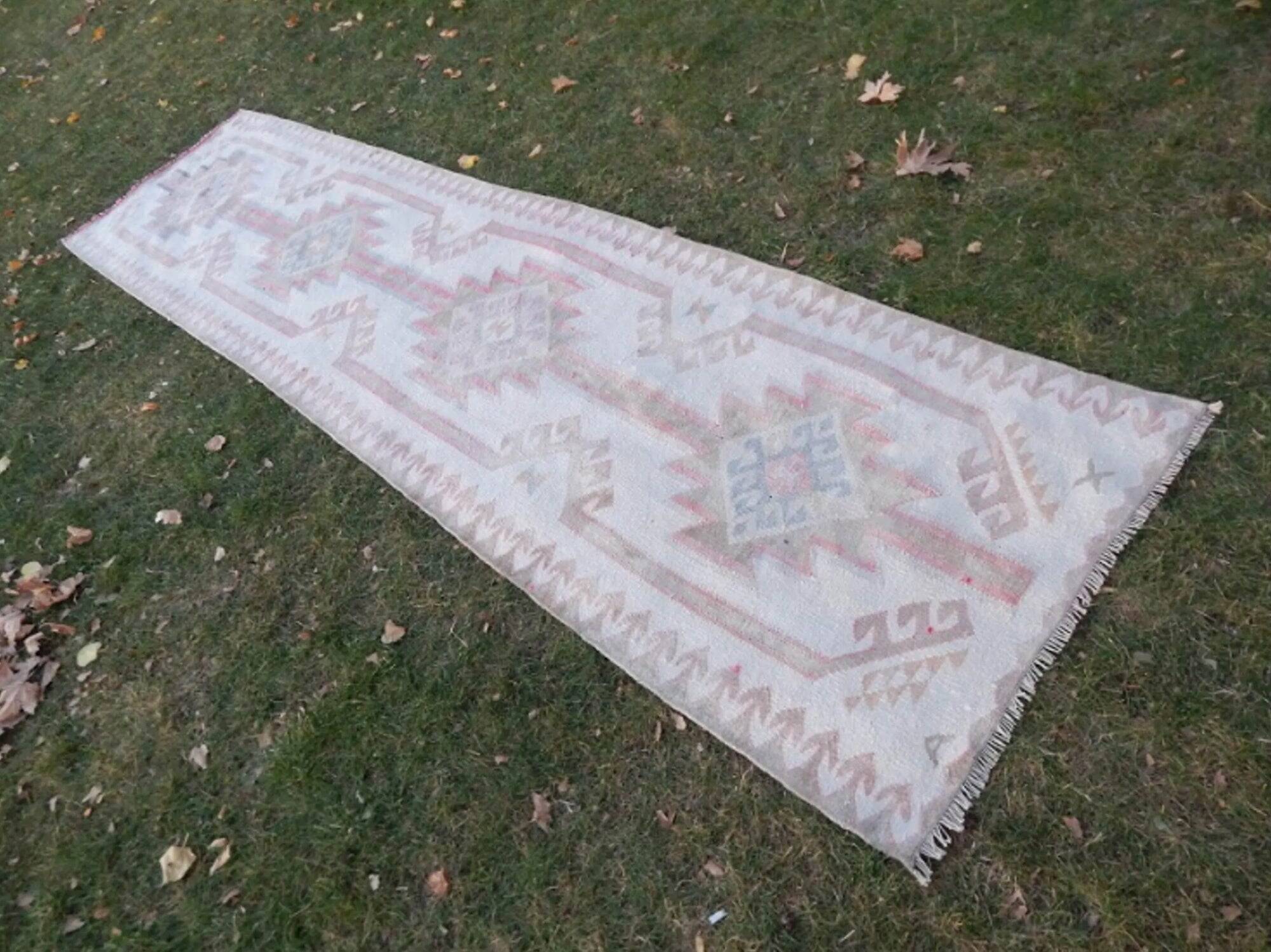 Vintage Turkish hallway rug 100x391 cm