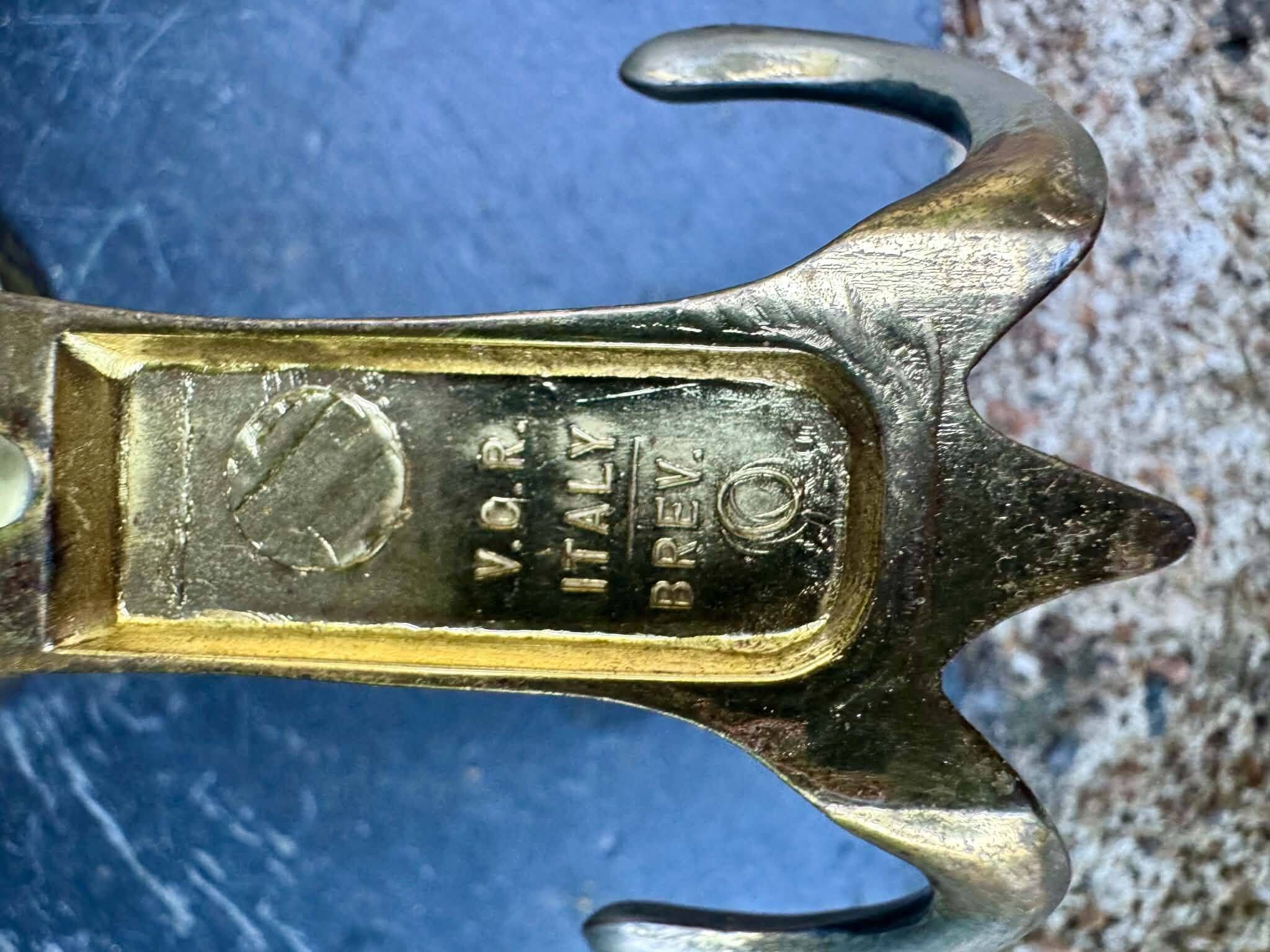 Pair of large solid brass coat hooks vintage Italy
