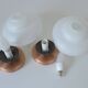 Set of 2 Vintage Milk Glass Sconces - Mid Century Modern Copper Flush Mount