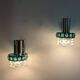 Pair of Space Age wall lights in chrome and green glass, 1970s.