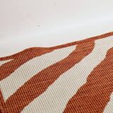Tapis vintage orange blanc zébré style ethnique