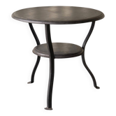 Table d'appoint Wabi Sabi métal forgé et bois teinté années 1920