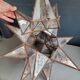 Metal and mercury glass star pendant lamp - 18 branches