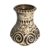 Vase Jaspa céramique Beige & Marron décoration années 70 vintage