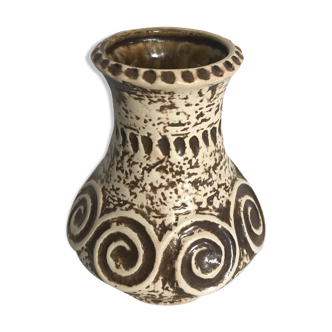 Old Vase Jaspa ceramic Beige & Brown Decoration 70s Vintage