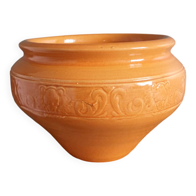 Cache pot, pot de fleurs, jardinière en terre cuite émaillée