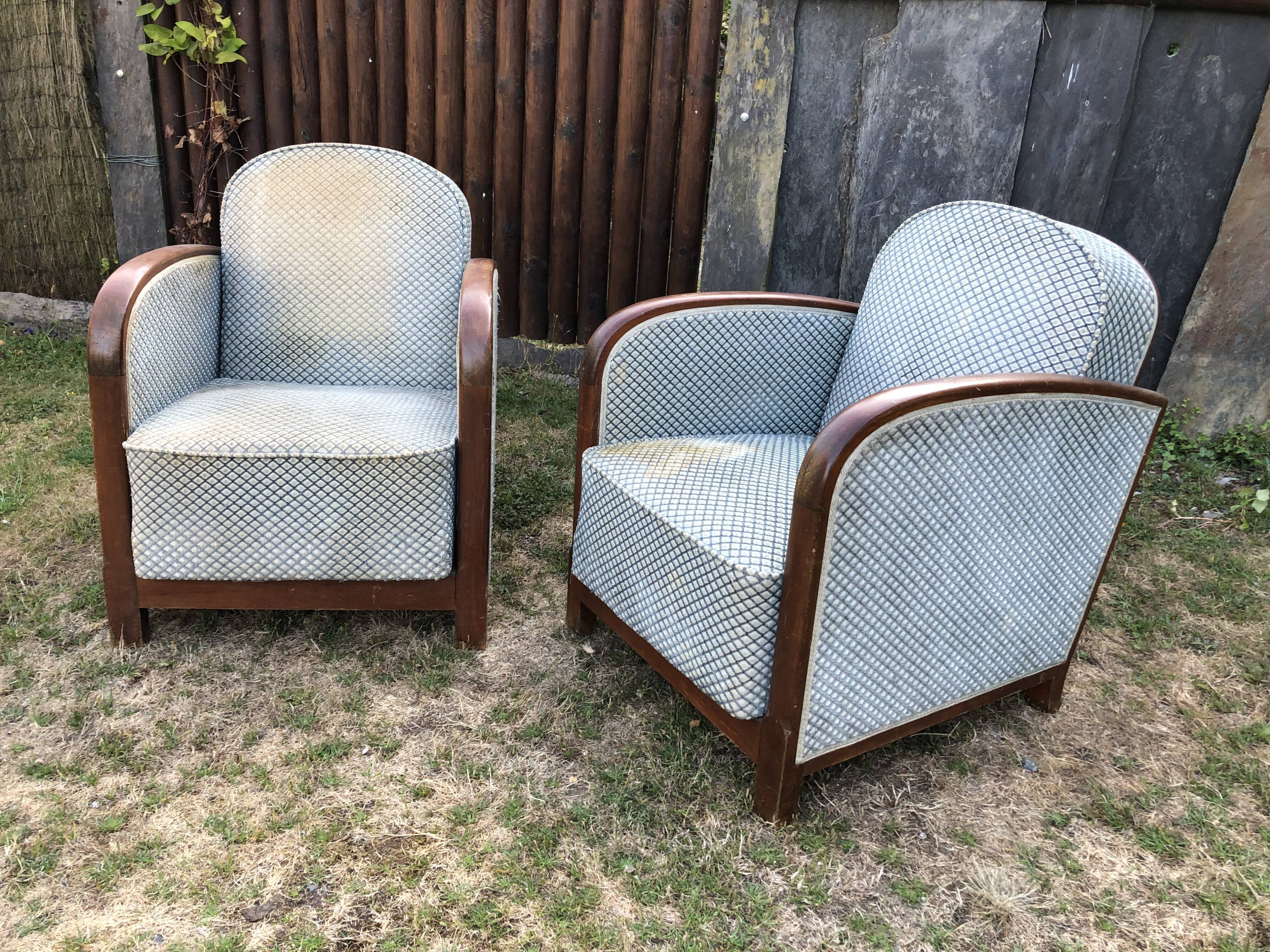 Duo de fauteuils club vintage