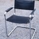 Fauteuil style MG5 tubes chromés assise et dossier cuir noir
