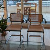 Paire de chaises « Cesca B64 » avec accoudoirs – style Marcel Breuer