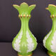 Pair of green and white opaline vases, attributed to Baccarat, period